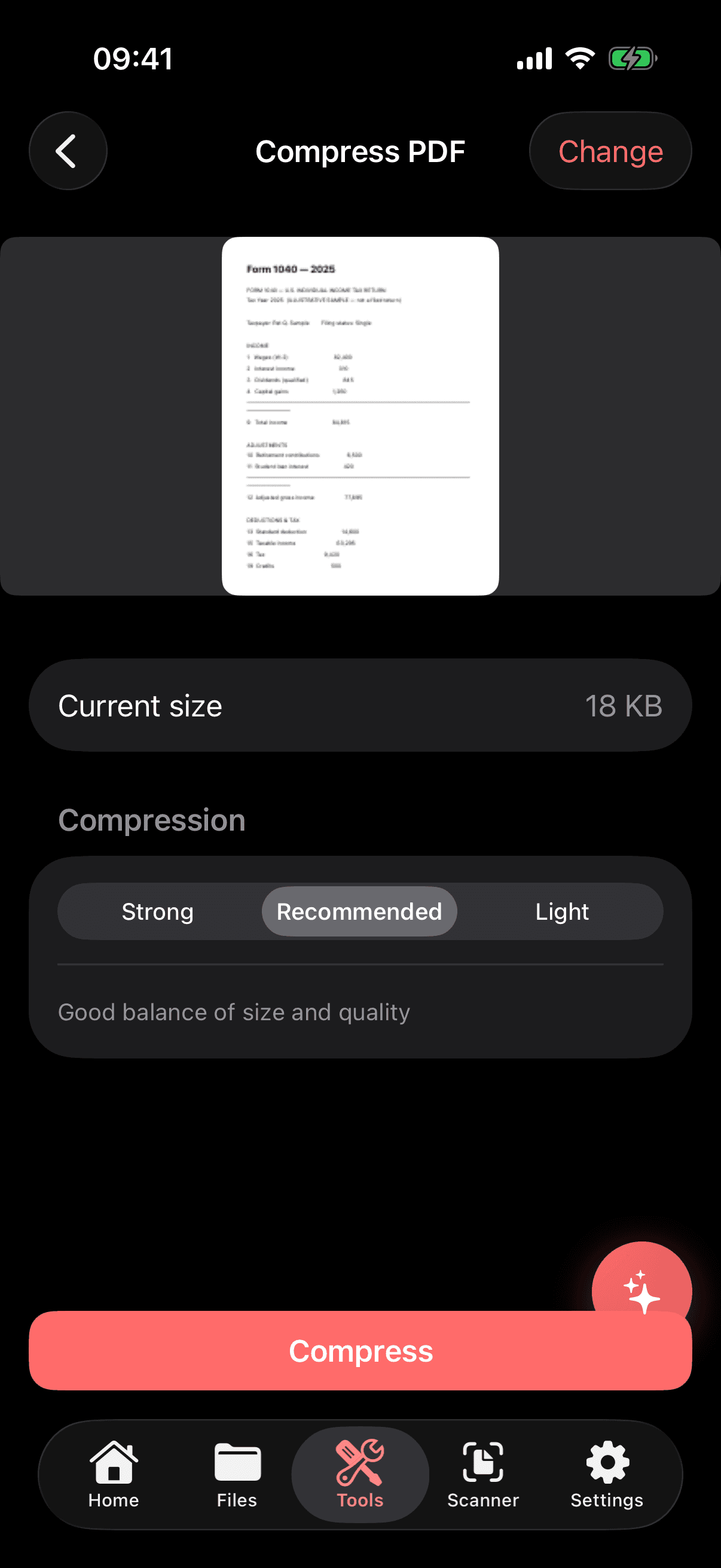 Compressing a PDF on device